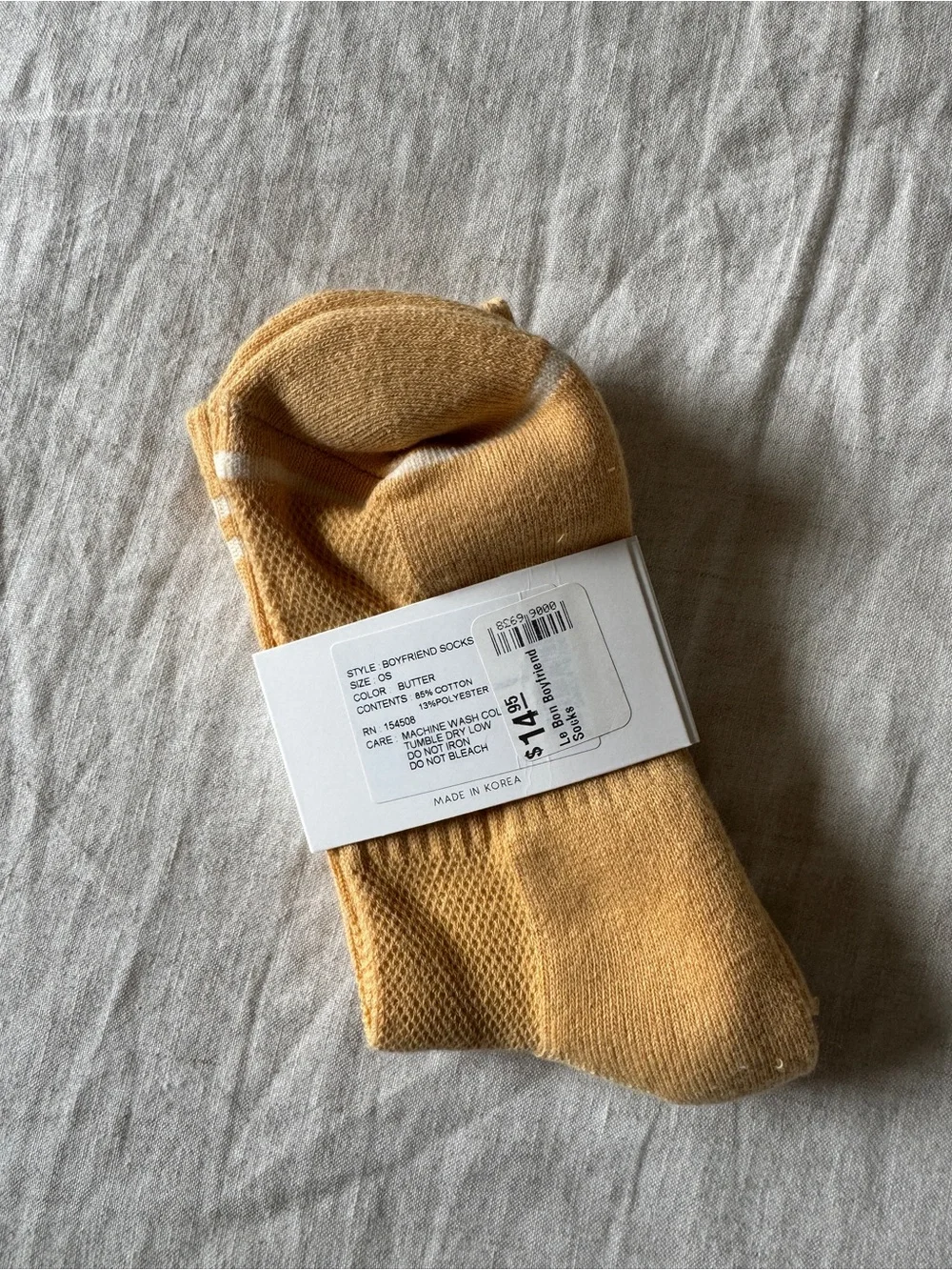Le Bon Shoppe Butter Yellow Boyfriend Socks NWT